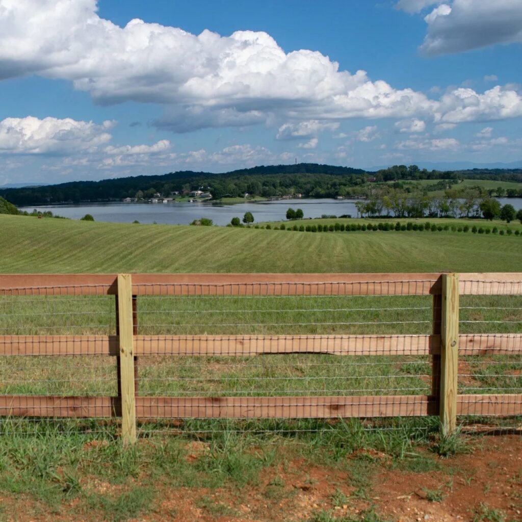 wood fence with lake view by LC Fence, wood fence installers in knoxville